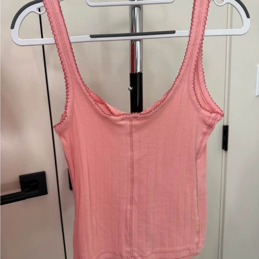 Free People Pink Ribbed Button-Front Camisole - Picture 2 of 5